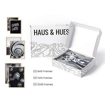 HAUS AND HUES Black and White Wall Art - Set of 6 Black and White Pictures Wall Decor, NYC Art, New York City Skyline Artwork, Black and White Photography Wall Art Set (Beige Frame)