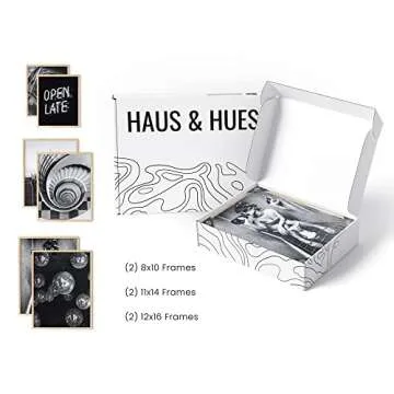HAUS AND HUES Black and White Wall Art - Set of 6 Black and White Pictures Wall Decor, NYC Art, New York City Skyline Artwork, Black and White Photography Wall Art Set (Beige Frame)