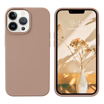 GUAGUA iPhone 13 Pro Max Liquid Silicone Case - Soft Gel Rubber, Slim Design, Shockproof Khaki