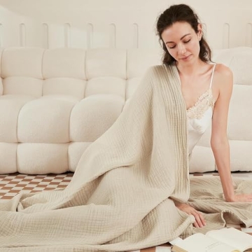 EMME Cotton Throw Blanket Soft Breathable Lightweight