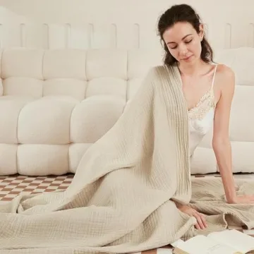 EMME Cotton Throw Blanket Soft Breathable Lightweight