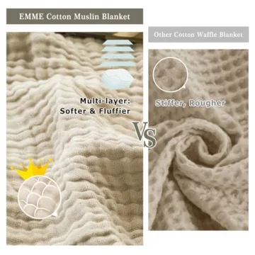 EMME Cotton Throw Blanket Soft Breathable Lightweight