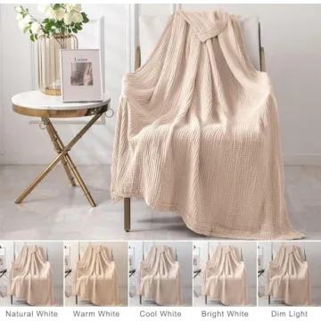 EMME Cotton Throw Blanket Soft Breathable Lightweight
