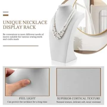 Homeanda White Soft PU Jewelry Jewellery Stand Necklace Pendant Chain Jewelry Bust Display Holder (11.4"x6.7")
