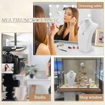 Homeanda White Soft PU Jewelry Jewellery Stand Necklace Pendant Chain Jewelry Bust Display Holder (11.4"x6.7")
