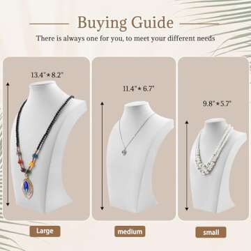 Homeanda White Soft PU Jewelry Jewellery Stand Necklace Pendant Chain Jewelry Bust Display Holder (11.4"x6.7")