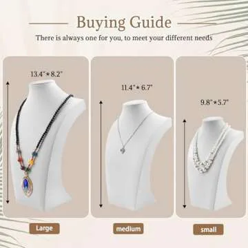 Homeanda White Soft PU Jewelry Jewellery Stand Necklace Pendant Chain Jewelry Bust Display Holder (11.4"x6.7")