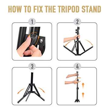 Ring Light with Stand OEBLD Selfie Light Ring with iPhone Tripod and Phone Holder for Video Photography Makeup Live Streaming YouTube Lighting (C(10.2''Ring Light & 63''Tripod))…