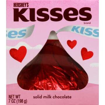 HERSHEY'S KISSES Valentine's Day Gift Candy Solid Milk Chocolate Box, 7 Oz.