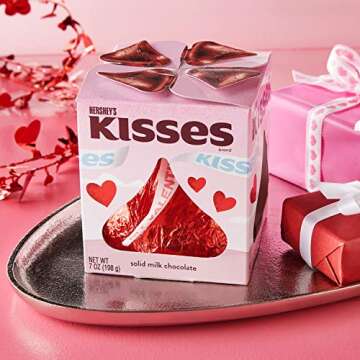 HERSHEY'S KISSES Valentine's Day Gift Candy Solid Milk Chocolate Box, 7 Oz.