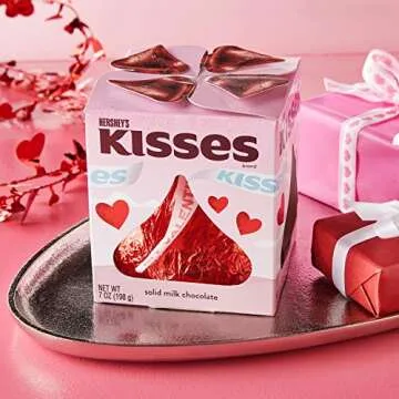 HERSHEY'S KISSES Valentine's Day Gift Candy Solid Milk Chocolate Box, 7 Oz.