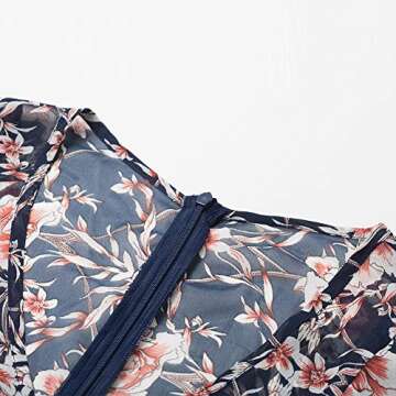 Fleur Wood Fashion Floral Romper Jumpsuit Long Pants Short Sleeve V Neck Summer Navy