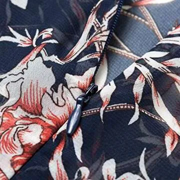 Fleur Wood Fashion Floral Romper Jumpsuit Long Pants Short Sleeve V Neck Summer Navy