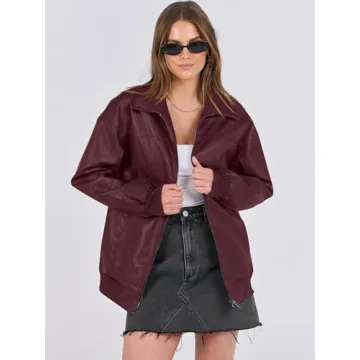Stylish ANRABESS Oversized Leather Jacket for Women
