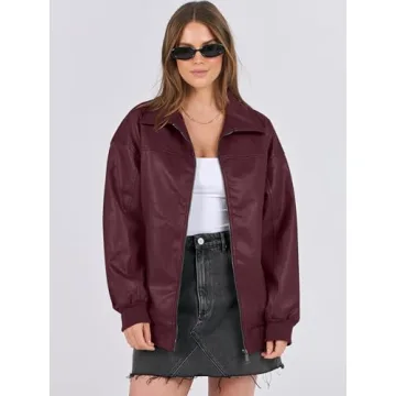 Stylish ANRABESS Oversized Leather Jacket for Women