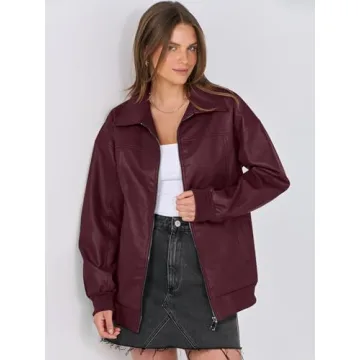 Stylish ANRABESS Oversized Leather Jacket for Women