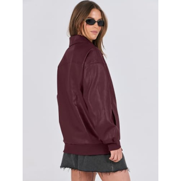 Stylish ANRABESS Oversized Leather Jacket for Women