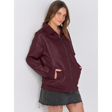 Stylish ANRABESS Oversized Leather Jacket for Women