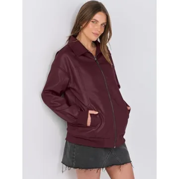 Stylish ANRABESS Oversized Leather Jacket for Women