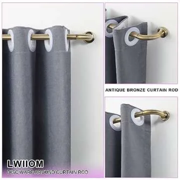 Antique Bronze Disc Curtain Rods, 84-144 Inches Window Curtain Rod,Adjustable Room Darkening Curtain...