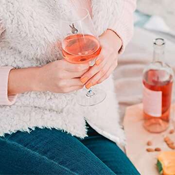 Simply Charmed Magnetic Easter Wine Glass Charms - Cute Bunny Drink Markers - Set of 6 - Easter Host...