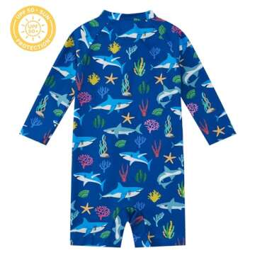 upandfast Baby Toddler Boys Rash Guard Zipper Swimsuit UPF 50+ One Piece Beach Swimwear Bathing Suit...