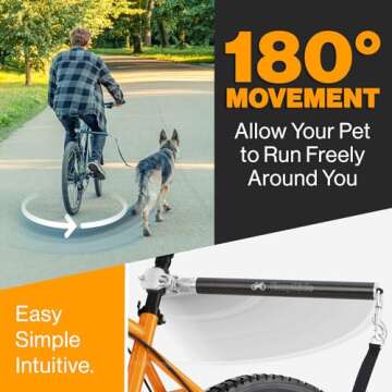 Malabi V2.0-180° Rotating Dog Bike Leash - with Shock Absorbers and Quick Attach Mechanism | Carbon Fiber | Detachable, Adjustable for The Smoothest Ride- Patent Pending (Black)