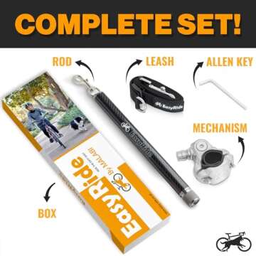 Malabi V2.0-180° Rotating Dog Bike Leash - with Shock Absorbers and Quick Attach Mechanism | Carbon Fiber | Detachable, Adjustable for The Smoothest Ride- Patent Pending (Black)