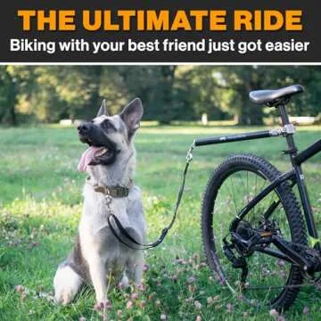Malabi V2.0-180° Rotating Dog Bike Leash - with Shock Absorbers and Quick Attach Mechanism | Carbon Fiber | Detachable, Adjustable for The Smoothest Ride- Patent Pending (Black)