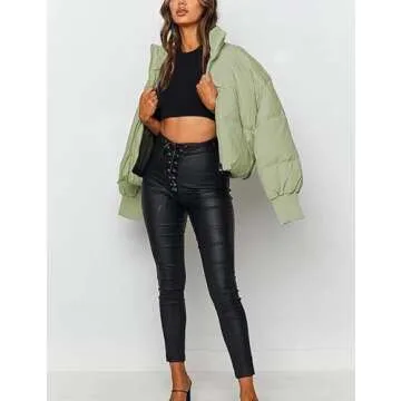 Gihuo Women's Winter Cropped Puffer Jacket - Warm & Stylish