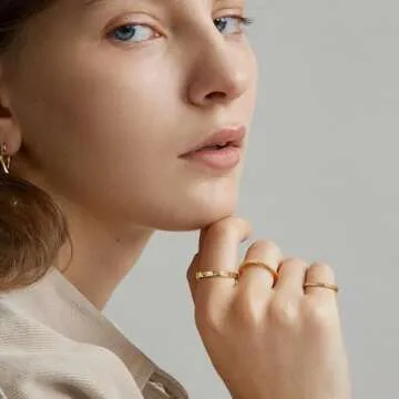 HAIAISO 14K Gold Plated Rings Stacking Rings for Women CZ Stackable Band Ring Plain Statement Ring Comfort Fit Size 5 to 10(Size 7)