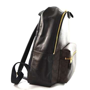 Coach Pebbled Leather Backpack F37410 Black (Black Brown)