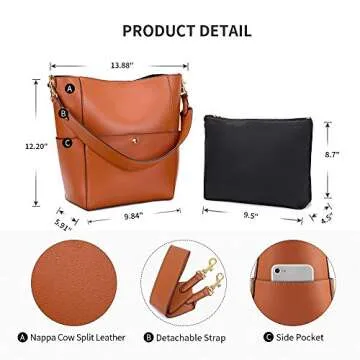 Kattee Hobo Bags for Women, Genuine Leather Tote Purses and Handbags Shoulder Bucket Bags (Brown)