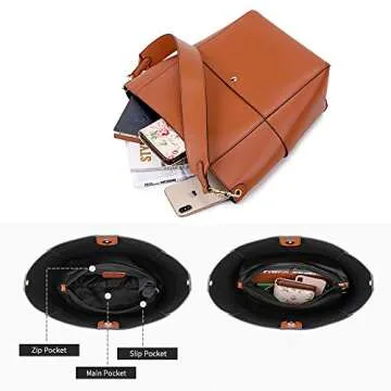 Kattee Hobo Bags for Women, Genuine Leather Tote Purses and Handbags Shoulder Bucket Bags (Brown)