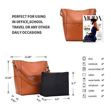 Kattee Hobo Bags for Women, Genuine Leather Tote Purses and Handbags Shoulder Bucket Bags (Brown)