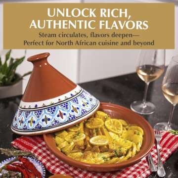 Kamsah Tagine Pot - Flavorful, Healthy Moroccan Cooking Clay Pot