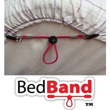 Bed Band- White. Original Bed Sheet Holder Straps (1 Pack) - USA Company- Sheet Grippers Suspenders with Smart Cordlock Button - Adjustable Fitted Sheet Holders with Bedsheet Clips - Corner Fasteners.