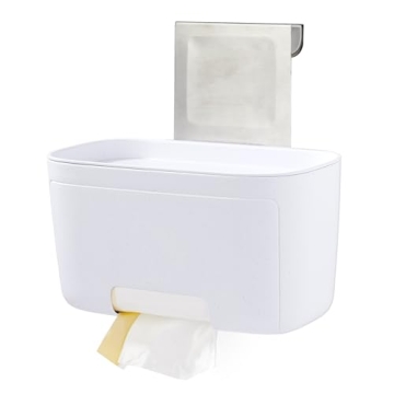 YouCopia DoorStash Garbage Bag Dispenser, Hanging Kitchen Cabinet Door Trash Bag Organizer with Removable Lid for Storage, Speckled White