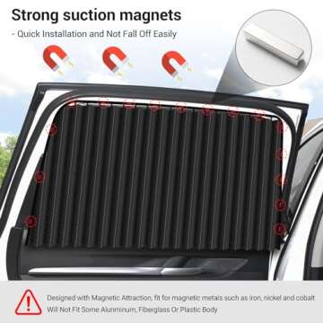 ZATOOTO Car Side Window Sun Shades - Privacy Magnetic Black 2 Pcs Covers Blinds Curtains - Auto Accessories Sunshades Keeps Cooler Screen for Baby Sleeping