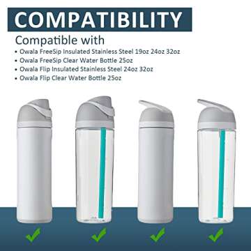 Silicon Replacement Straws for Owala FreeSip 19oz 24oz 32oz Water Bottle, 6pcs Reusable Straws With ...