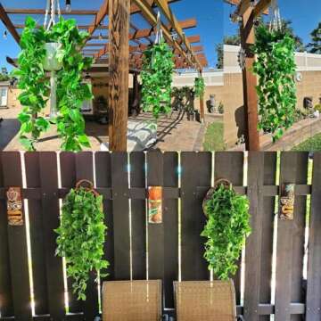 Ageomet 3pcs Artificial Hanging Plants, 3.6ft Fake Ivy Vine for Wall House Room Indoor Outdoor Decoration (No Baskets)