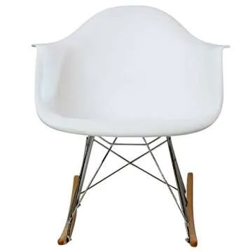 Modway Mid-Century Modern Molded Plastic Kid's Size Lounge Chair Rocker, White