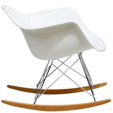 Modway Mid-Century Modern Molded Plastic Kid's Size Lounge Chair Rocker, White