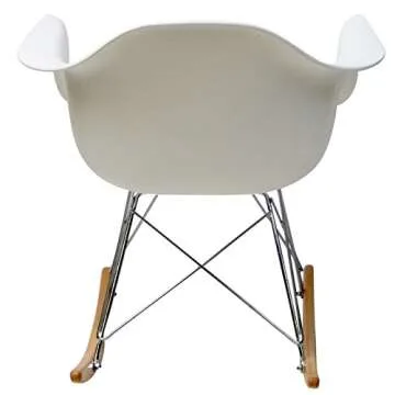 Modway Mid-Century Modern Molded Plastic Kid's Size Lounge Chair Rocker, White