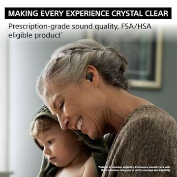 Sony CRE-E10 Self-Fitting OTC Hearing Aids for Mild to Moderate Hearing Loss, Prescription-Grade Sound Quality, Comfortable Earbud Design, Bluetooth Enabled for iOS, and Rechargeable Battery, Black