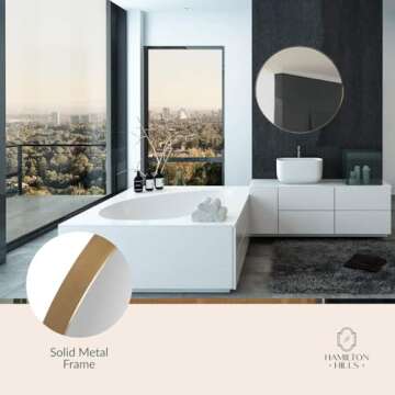 Elegant 30" Round Beveled Mirror in Gold Frame