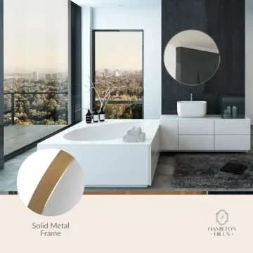 Elegant 30" Round Beveled Mirror in Gold Frame