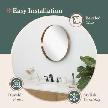 Elegant 30" Round Beveled Mirror in Gold Frame