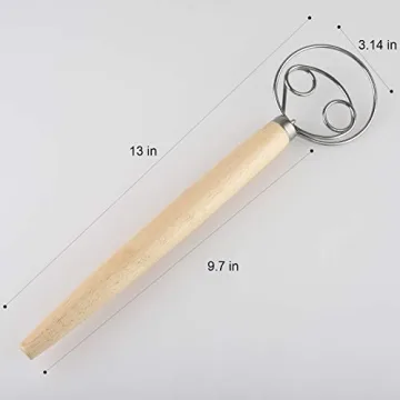 Danish Dough Whisk Stainless Steel Mixer with Wooden Handle
