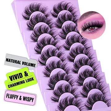 Mink Lashes Fluffy False Eyelashes Natural Look 16MM Fluffy Wispy Volume CC Curl Lashes 9 Pairs by Yawamica Black